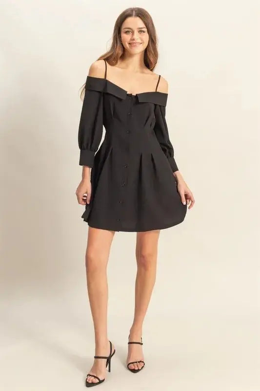 HYFVE Button Down Spaghetti Strap Mini Dress with Pockets - Love Salve